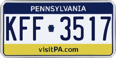 PA license plate KFF3517