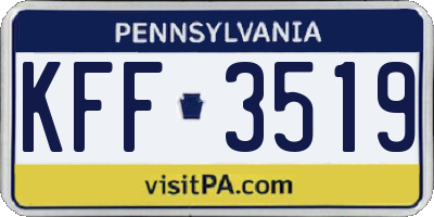 PA license plate KFF3519