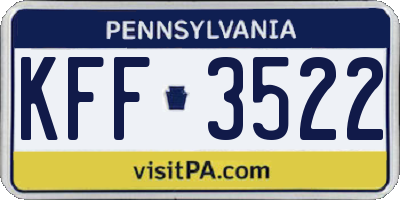 PA license plate KFF3522