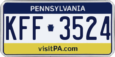 PA license plate KFF3524