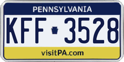 PA license plate KFF3528