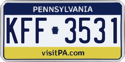 PA license plate KFF3531