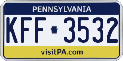 PA license plate KFF3532