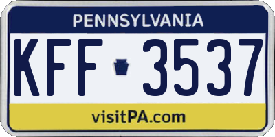 PA license plate KFF3537