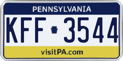 PA license plate KFF3544