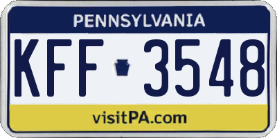 PA license plate KFF3548
