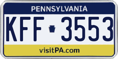PA license plate KFF3553