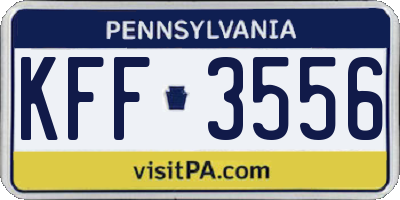 PA license plate KFF3556