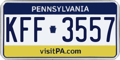 PA license plate KFF3557