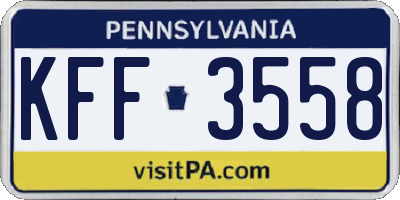 PA license plate KFF3558