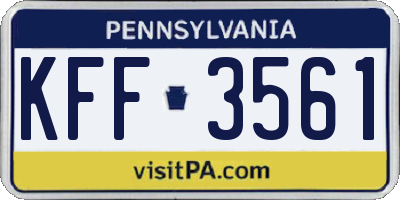 PA license plate KFF3561