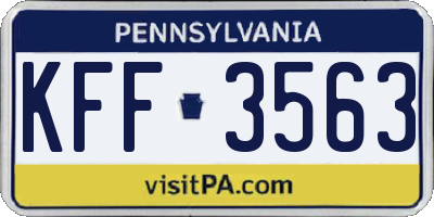 PA license plate KFF3563