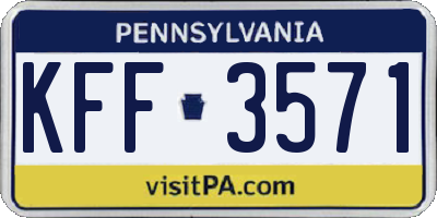 PA license plate KFF3571