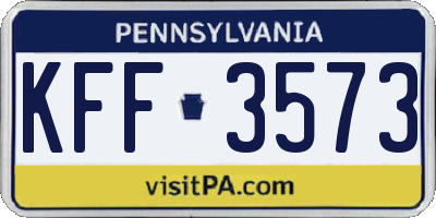 PA license plate KFF3573