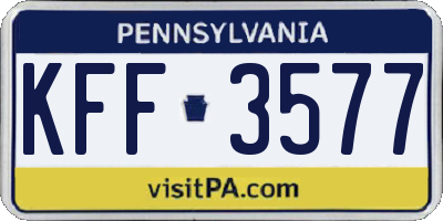 PA license plate KFF3577