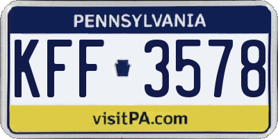PA license plate KFF3578