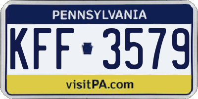 PA license plate KFF3579