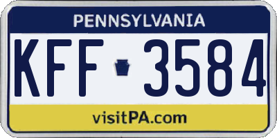 PA license plate KFF3584