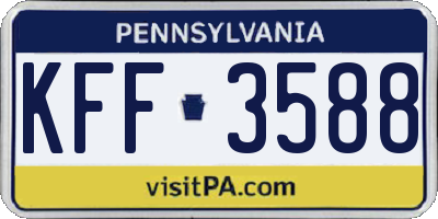 PA license plate KFF3588