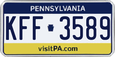 PA license plate KFF3589