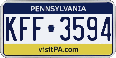 PA license plate KFF3594