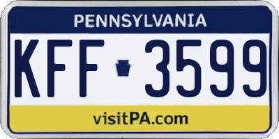PA license plate KFF3599
