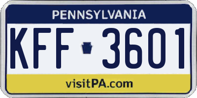PA license plate KFF3601