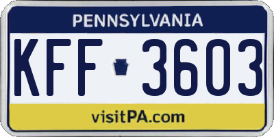 PA license plate KFF3603