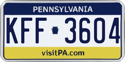 PA license plate KFF3604