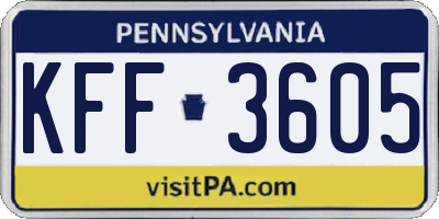 PA license plate KFF3605