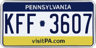 PA license plate KFF3607