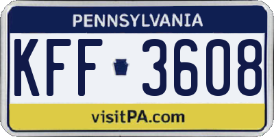 PA license plate KFF3608