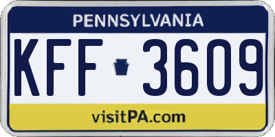 PA license plate KFF3609