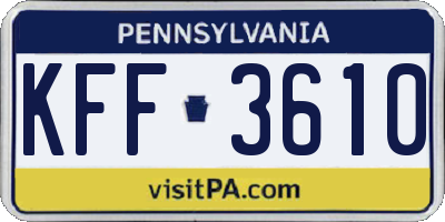 PA license plate KFF3610