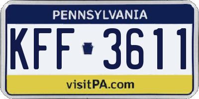 PA license plate KFF3611