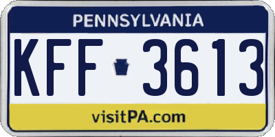 PA license plate KFF3613