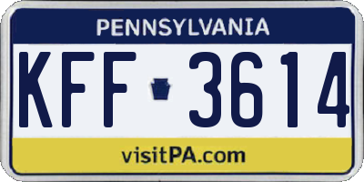 PA license plate KFF3614