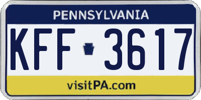 PA license plate KFF3617
