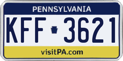PA license plate KFF3621