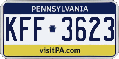 PA license plate KFF3623