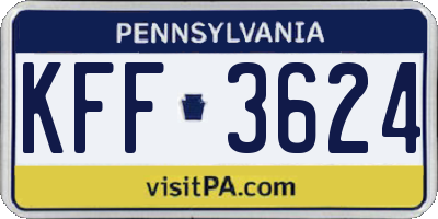 PA license plate KFF3624