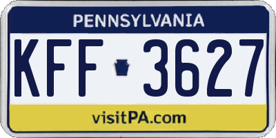 PA license plate KFF3627