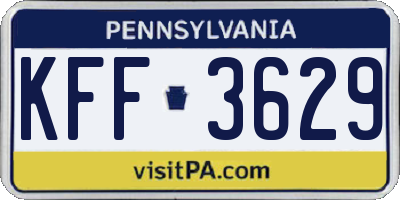 PA license plate KFF3629