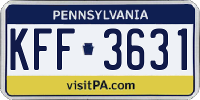 PA license plate KFF3631