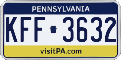 PA license plate KFF3632