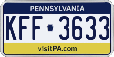 PA license plate KFF3633