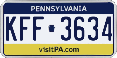 PA license plate KFF3634