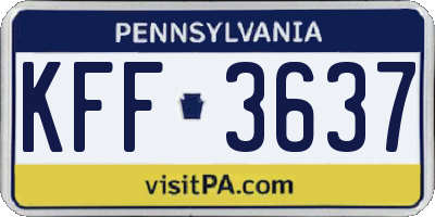 PA license plate KFF3637