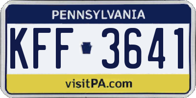 PA license plate KFF3641