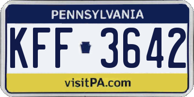PA license plate KFF3642